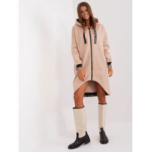 BÉŽOVÁ DLOUHÁ MIKINA S KAPUCÍ -RV-BL-6832-2.00P-BEIGE Velikost: L/XL