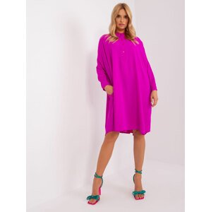 FUCHSIOVÉ VOLNÉ KOŠILOVÉ ŠATY -DHJ-SK-15506A.94P-FUCHSIA Velikost: ONE SIZE