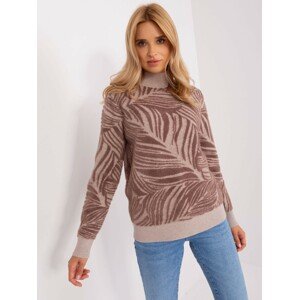 SVĚTLE HNĚDÝ SVETR SE VZOREM LISTŮ AT-SW-2357.96-BROWN Velikost: ONE SIZE