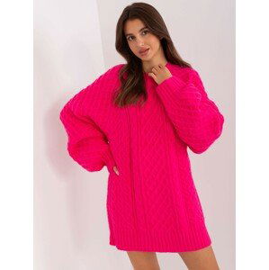 TMAVĚ RŮŽOVÉ PLETENÉ ŠATY -AT-SW-2367-2.64P-FUCHSIA Velikost: ONE SIZE