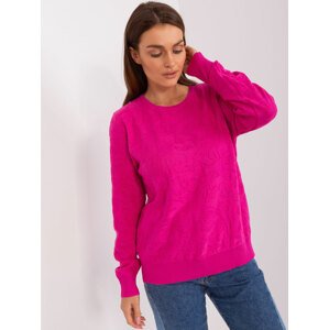 TMAVĚ RŮŽOVÝ SVETR SE VZOREM AT-SW-2231A.00P-FUCHSIA Velikost: ONE SIZE