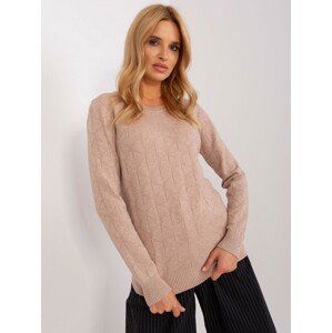 TMAVĚ BÉŽOVÝ KLASICKÝ SVETR AT-SW-232901.25X-DARK BEIGE Velikost: ONE SIZE