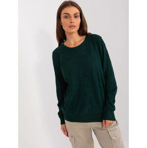 TMAVĚ ZELENÝ VZOROVANÝ SVETR AT-SW-2231.99P-DARK GREEN Velikost: ONE SIZE