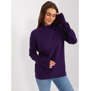 TMAVĚ FIALOVÝ TEPLÝ KLASICKÝ SVETR AT-SW-2326.37X-DARK PURPLE Velikost: ONE SIZE