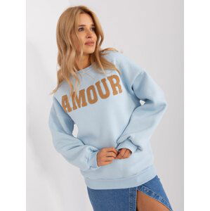 SVĚTLE MODRÁ MIKINA S NÁPISEM AMOUR EM-BL-617-10.71-LIGHT BLUE Velikost: ONE SIZE