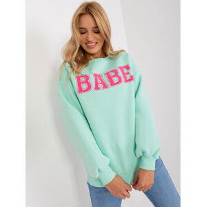 MINTOVÁ OVERSIZE MIKINA BABE -EM-BL-617-11.32-MINT Velikost: ONE SIZE