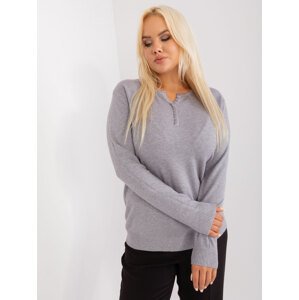 ŠEDÝ SVETR S KNOFLÍČKY PM-SW-PM-3897.06P-GREY Velikost: L/XL