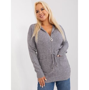 ŠEDÝ SVETR SE ZIPEM A KAPUCÍ PM-SW-PM-3735.25X-GREY Velikost: 2XL/3XL