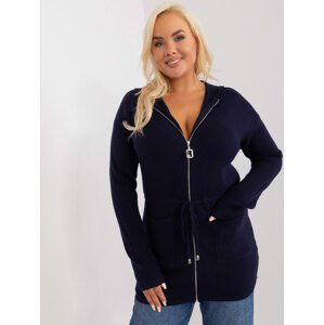 TMAVĚ MODRÝ SVETR SE ZIPEM A KAPUCÍ PM-SW-PM-3735.25X-DARK BLUE Velikost: XL/2XL