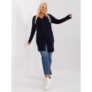 TMAVĚ MODRÝ DELŠÍ SVETR NA ZIP S KAPSAMI PM-SW-PM-3733.17-DARK BLUE Velikost: XL/2XL