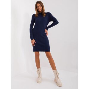 TMAVĚ MODRÉ ÚPLETOVÉ ŠATY PM-SK-PM319.19-DARK BLUE Velikost: M/L