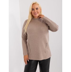 HNĚDÝ SVETR SE ZIPY PM-SW-PM717.20-BROWN Velikost: XL/2XL