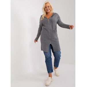 TMAVĚ ŠEDÝ DELŠÍ SVETR NA ZIP S KAPSAMI PM-SW-PM-3733.17-DARK GREY Velikost: XL/2XL