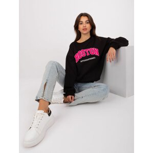 ČERNO-RŮŽOVÁ MIKINA S NÁPISEM BOSTON EM-BL-617-8.10-BLACK-PINK Velikost: ONE SIZE