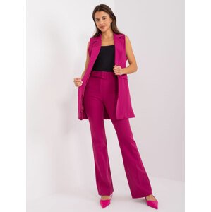 FUCHSIOVÝ ELEGANTNÍ KOMPLET KALHOT A VESTY DHJ-KMPL-5069.16X-PURPLE Velikost: L