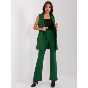 TMAVĚ ZELENÝ ELEGANTNÍ KOMPLET KALHOT A VESTY DHJ-KMPL-5069.16X-DARK GREEN Velikost: M