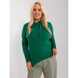 TMAVĚ ZELENÝ SVETR S KAPUCÍ -PM-SW-PM9735.07-DARK GREEN Velikost: L/XL