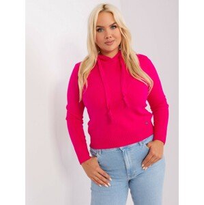 TMAVĚ RŮŽOVÝ SVETR S KAPUCÍ PM-SW-PM9735.07-DARK PINK Velikost: XL/2XL