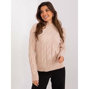 BÉŽOVÝ TEPLÝ SVETR S ROLÁKEM -AT-SW-2235.00P-BEIGE Velikost: ONE SIZE