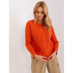 ORANŽOVÝ VZOROVANÝ SVETR NA KNOFLÍKY AT-SW-2346-2.99P-ORANGE Velikost: ONE SIZE