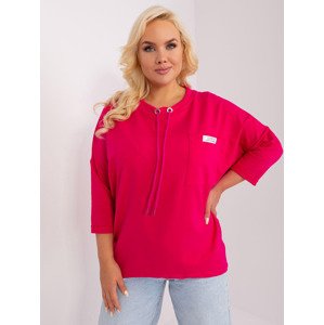 TMAVĚ RŮŽOVÁ ASYMETRICKÁ HALENKA SE ŠŇŮRKAMI A 3/4 RUKÁVEM RV-BZ-9071.79P-DARK PINK Velikost: ONE SIZE