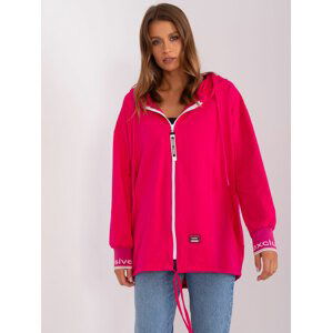 TMAVĚ RŮŽOVÁ ASYMETRICKÁ MIKINA NA ZIP RV-BL-9096.43P-DARK PINK Velikost: L/XL