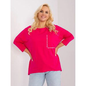 TMAVĚ RŮŽOVÁ VOLNÁ ASYMETRICKÁ HALENKA S KAPSIČKOU RV-BZ-9088.53P-DARK PINK Velikost: ONE SIZE