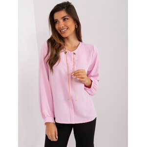 ELEGANTNÍ SVĚTLE RŮŽOVÁ HALENKA S ŘETÍZKEM EM-BZ-13575.08-LIGHT PINK Velikost: ONE SIZE