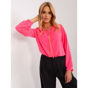 ELEGANTNÍ NEONOVĚ RŮŽOVÁ HALENKA S ŘETÍZKEM EM-BZ-13575.08-FLUO PINK Velikost: ONE SIZE