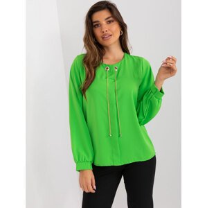 ELEGANTNÍ SVĚTLE ZELENÁ HALENKA S ŘETÍZKEM EM-BZ-13575.08-LIGHT GREEN Velikost: ONE SIZE