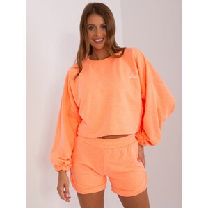 NEONOVĚ ORANŽOVÝ KOMPLET CROP MIKINY A KRAŤASŮ EM-KMPL-817.95P-FLUO ORANGE Velikost: ONE SIZE