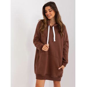 HNĚDÁ DLOUHÁ MIKINA EM-BL-704.99P-BROWN Velikost: ONE SIZE