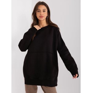 ČERNÁ VYTEPLENÁ OVERSIZE MIKINA BEZ KAPUCE -EM-BL-664.98P-BLACK Velikost: ONE SIZE