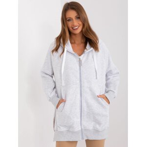 SVĚTLE ŠEDÁ DELŠÍ MIKINA NA ZIP EM-BL-675.31-LIGHT GREY Velikost: ONE SIZE