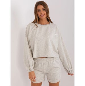 ŠEDÝ KOMPLET CROP MIKINY A KRAŤASŮ EM-KMPL-817.95P-GREY Velikost: ONE SIZE