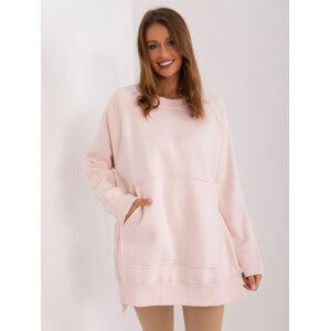 SVĚTLE RŮŽOVÁ VYTEPLENÁ OVERSIZE MIKINA BEZ KAPUCE EM-BL-664.98P-LIGHT PINK Velikost: ONE SIZE