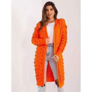 ORANŽOVÝ DLOUHÝ KARDIGAN S KAPUCÍ -BA-SW-8026.93P-ORANGE Velikost: ONE SIZE