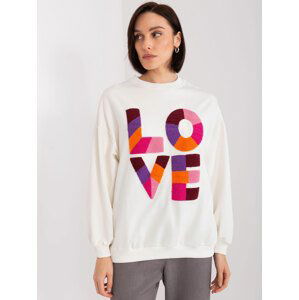 SMETANOVÁ MIKINA S BAREVNÝM NÁPISEM LOVE FA-BL-8881.27-ECRU Velikost: ONE SIZE