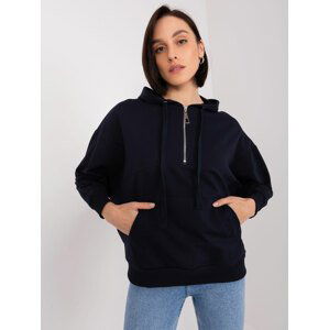 TMAVĚ MODRÁ OVERSIZE MIKINA SE ZIPEM -FA-BL-8809.80-DARK BLUE Velikost: ONE SIZE