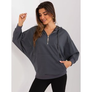 TMAVĚ ŠEDÁ OVERSIZE MIKINA SE ZIPEM FA-BL-8809.80-DARK GREY Velikost: ONE SIZE