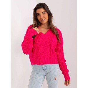 TMAVĚ RŮŽOVÝ CROP SVETR BA-SW-0376.65P-FUCHSIA Velikost: ONE SIZE