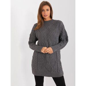 TMAVĚ ŠEDÝ VZOROVANÝ SVETR BA-SK-8011.53P-DARK GREY Velikost: ONE SIZE