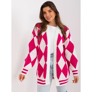 BÍLO-RŮŽOVÝ VZOROVANÝ KARDIGAN BA-SW-0313.29X-FUCHSIA Velikost: ONE SIZE