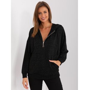 ČERNÁ OVERSIZE MIKINA S KAPUCÍ -FA-BL-8809.80-BLACK Velikost: ONE SIZE