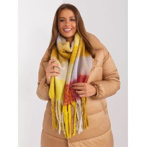 ŽLUTÝ KÁROVANÝ ŠÁL S TŘÁSNĚMI -AT-SZ-2311501.90-YELLOW Velikost: ONE SIZE