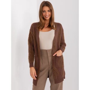 HNĚDÝ MĚKKÝ KARDIGAN S KAPSAMI AT-SW-234501.00P-BROWN Velikost: ONE SIZE