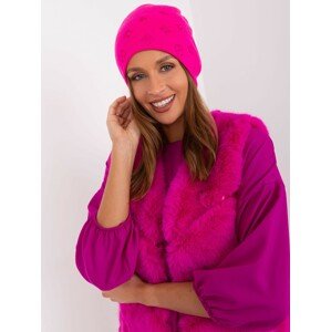 TMAVĚ RŮŽOVÁ ZIMNÍ ČEPICE S KAMÍNKY AT-CZ-2325.96-DARK PINK Velikost: ONE SIZE