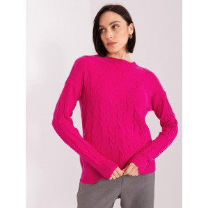 TMAVĚ RŮŽOVÝ COPÁNKOVÝ SVETR AT-SW-2340.10-DARK PINK Velikost: ONE SIZE