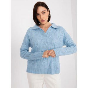 SVĚTLE MODRÝ SVETR S LÍMEČKEM -AT-SW-2349-2.27-LIGHT BLUE Velikost: ONE SIZE