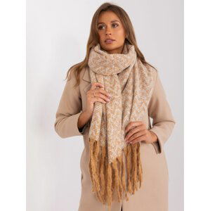 SVĚTLE HNĚDÝ VZOROVANÝ ŠÁL S TŘÁSNĚMI AT-SZ-23125.75-LIGHT BROWN Velikost: ONE SIZE